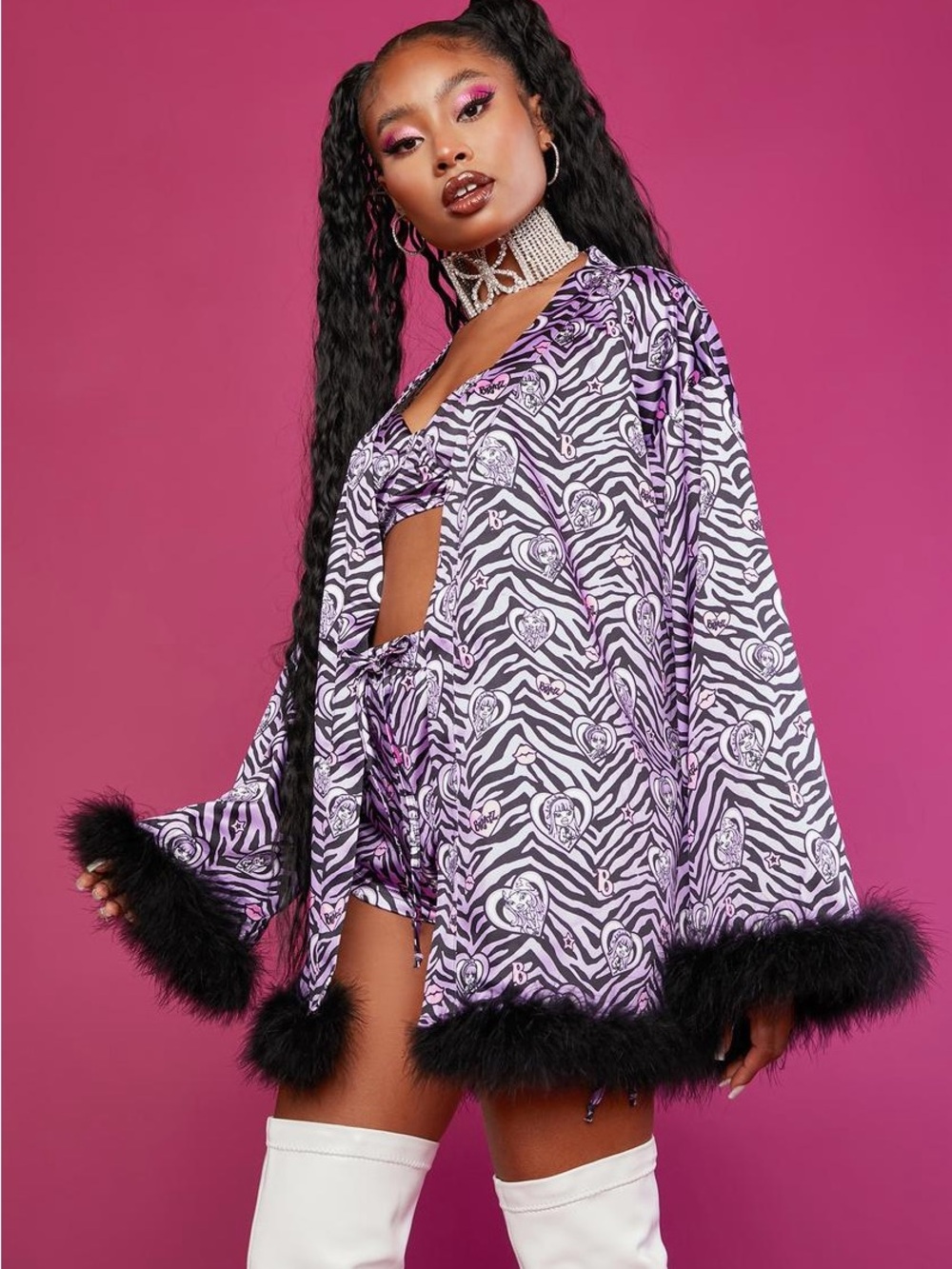 Dolls Kill x Bratz Wild At Heart Satin Robe- NWT - Picture 12 of 13